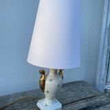 White and gold Limoges porcelain lamp