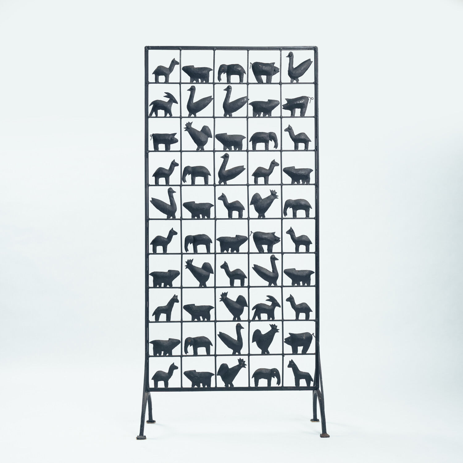 (aft) Atelier des Marolles Touret screen roomdivider wrought iron animals