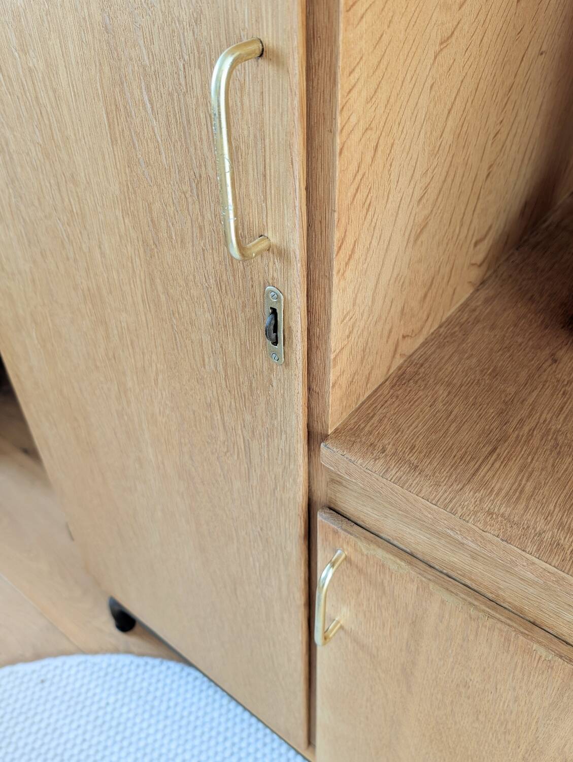 Renovated vintage 1950s oak boarding school wardrobe