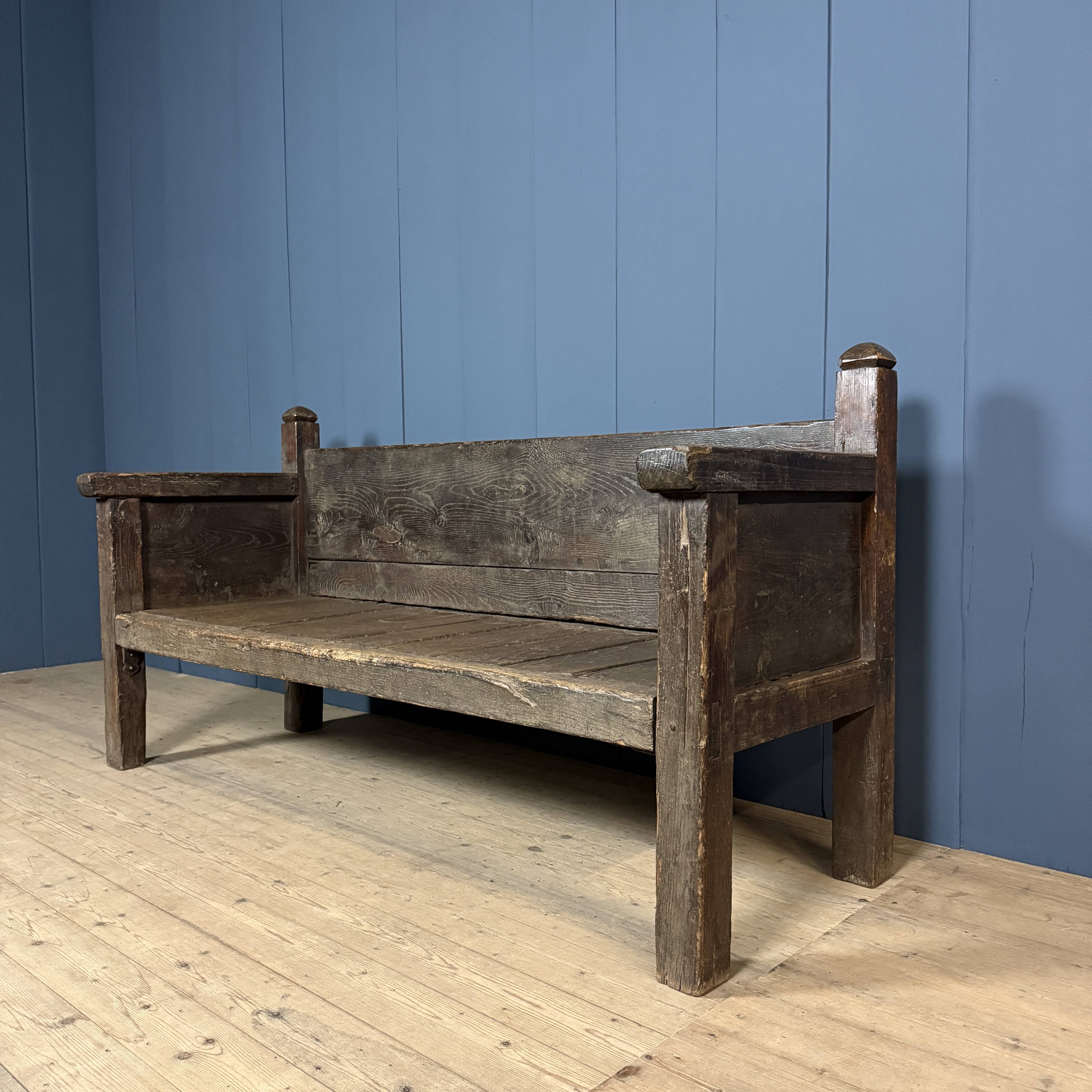 Antique Spanish chestnut wood bench from the 18th century