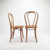 Set of 2 Mid Century Zpm Radomsko Bentwood and Cane dining chairs, 1960s
