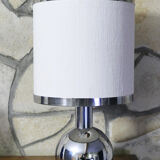 Table lamp 1970's chrome and linen restored