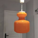 Vintage 1970s orange opaline glass pendant light