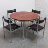 Set of 4 Italian chrome & leather dining chairs, 1970s