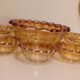 Vintage salad bowl service and 8 iridescent glass cups