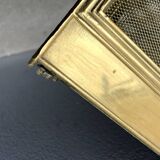 Antique brass fireplace screen from 1920, vintage spark guard.