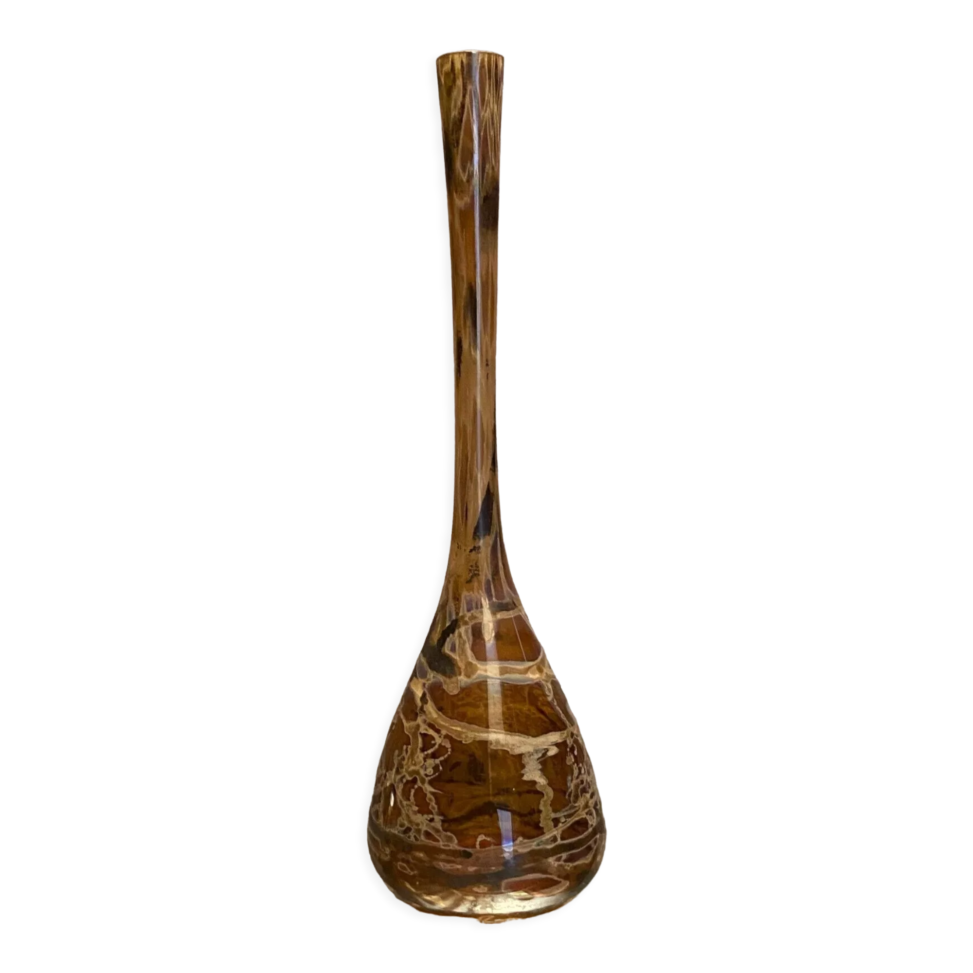 Soliflore vase in tinted glass with marbled decoration Murano Venice