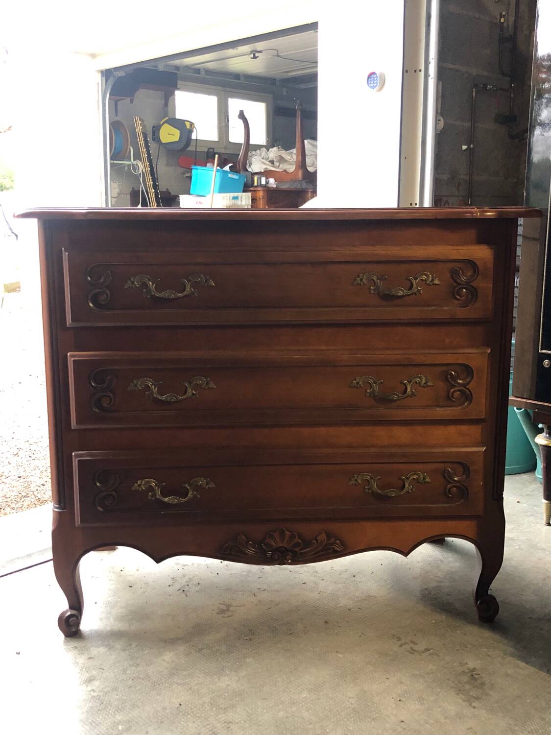 Walnut and Brass 3 Drawer Chest