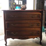 Walnut and Brass 3 Drawer Chest