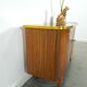 Buffet vintage avec plateau en verre et bord en laiton, meuble TV
