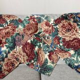 Set of 3 cushion covers in burgundy floral cotton