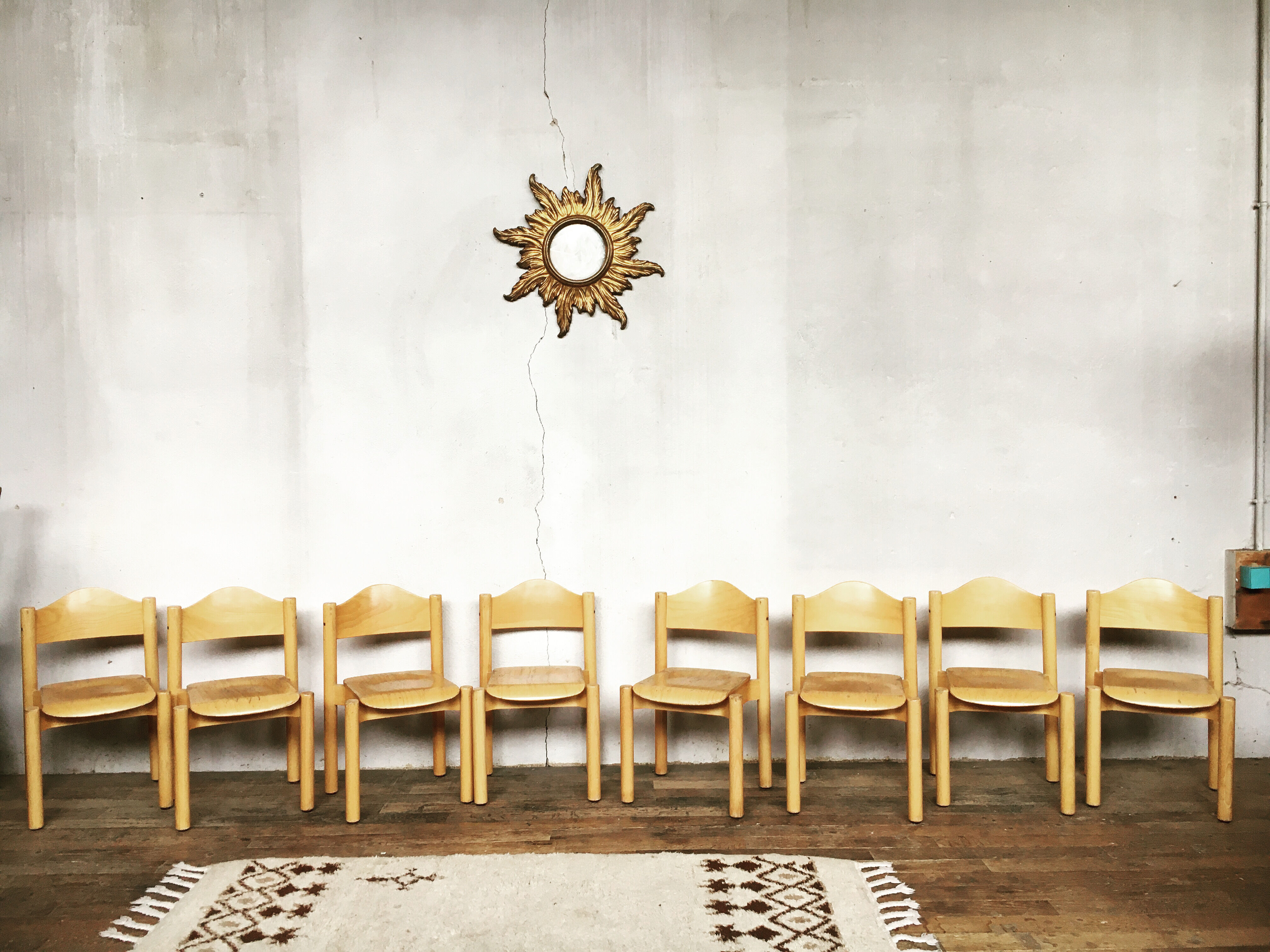 8 retro 60s vintage children's chairs wooden furniture