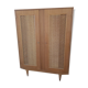 Armoire en bois et rotin vintage