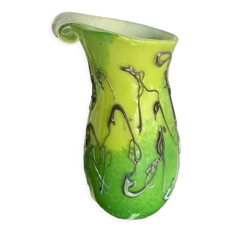 Vase Silviy glass blown Murano varried glass paste object decoration