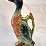 Zoomorphic pitcher barbotine Saint Clément Mallard Duck A028