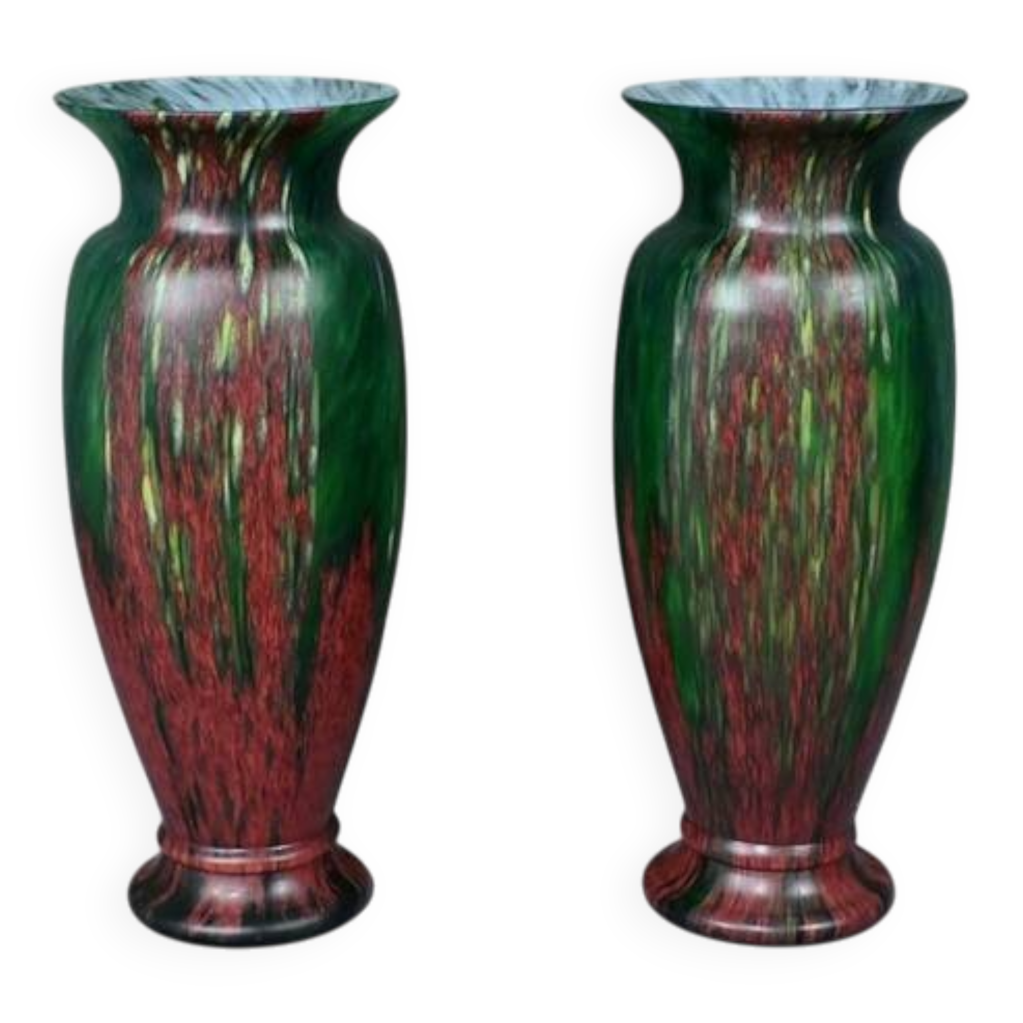 Pair of Glass Paste Vases – Mid 20th Century