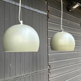 2 round metal pendant lights, Sweden 1980s
