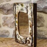 Resin mirror with owl decoration