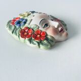 Ceramic wall face signed Il Falco