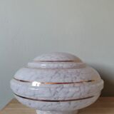 Lamp globe supension vintage ceiling lamp in white clichy glass Golden border