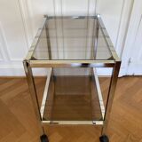 80s chrome and smoked glass trolley