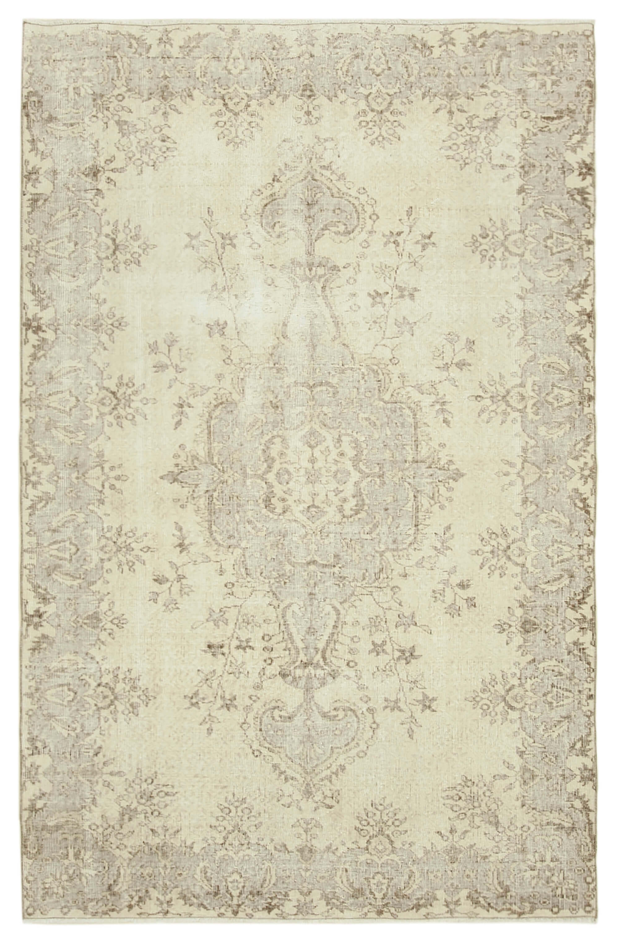 Handmade vintage oriental beige carpet 162 cm x 256 cm