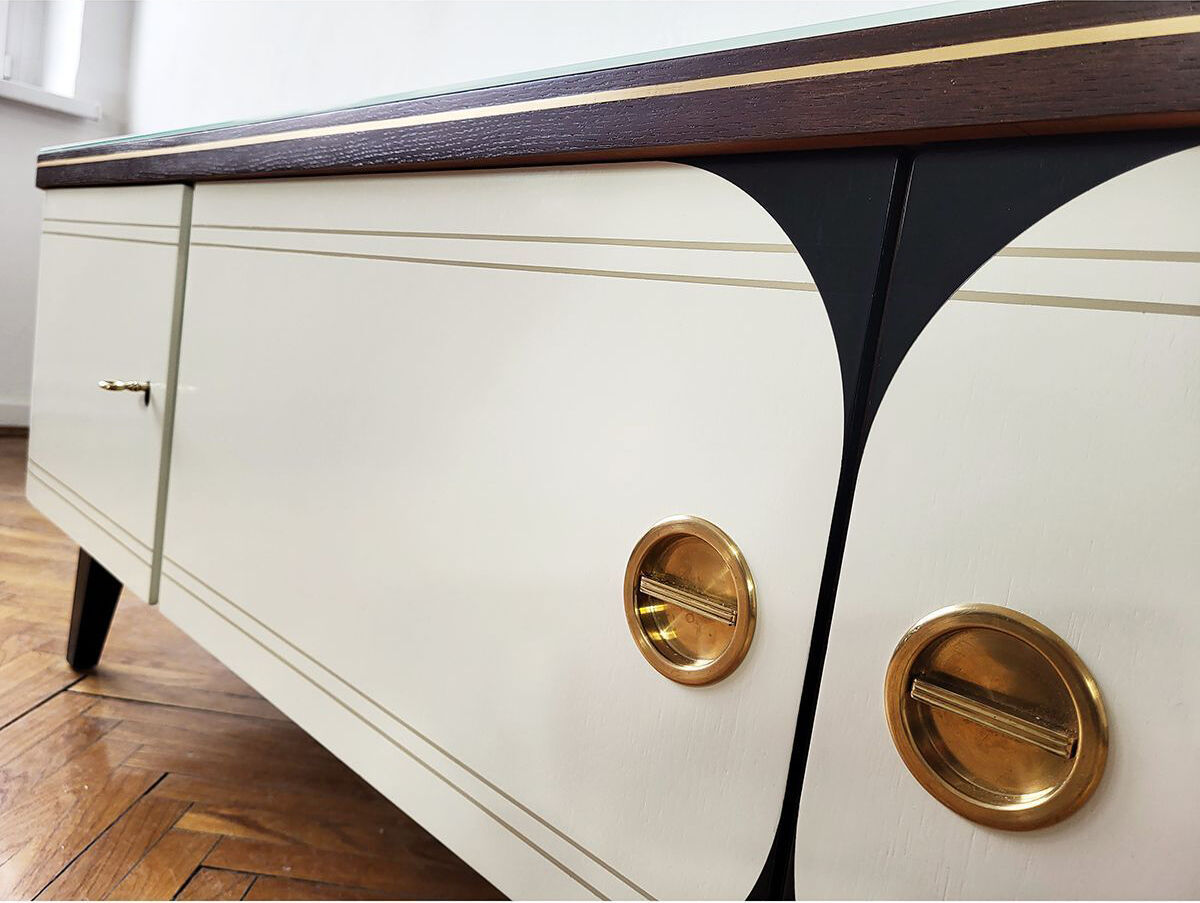 Vintage mid-century modern sideboard with rounded sides, germany 1960s