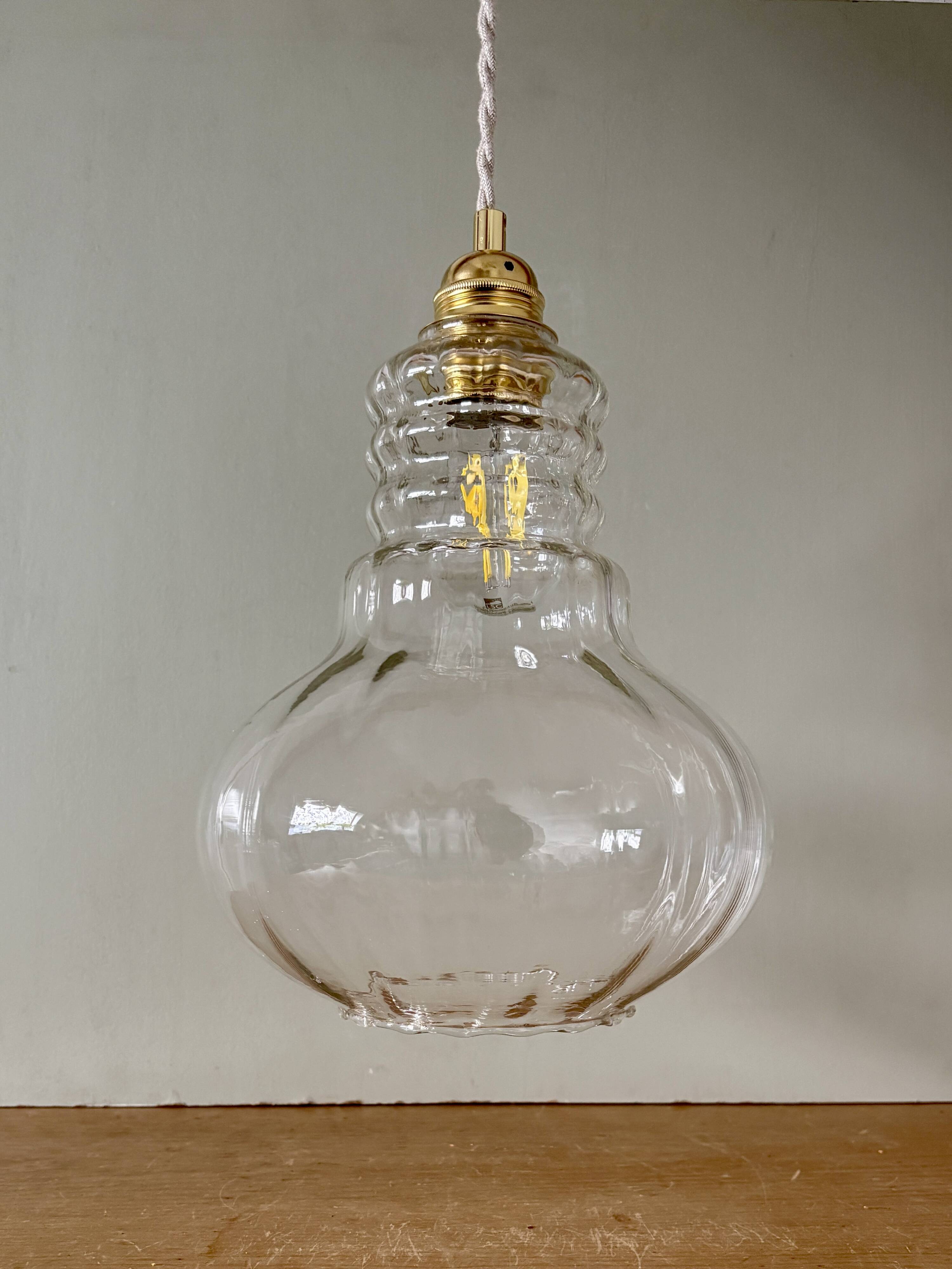 Vintage clear glass globe pendant light