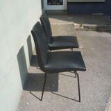 Set of 2 black faux chairs by Pierre Guariche