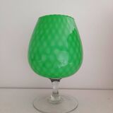 Beau vase cognac vert en opaline italienne