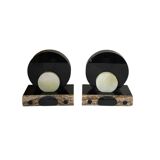 pair of marble and onyx Art Deco bookends