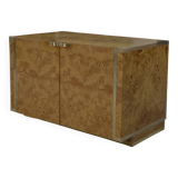 Roche Bobois low sideboard with 2 doors in maple burl Jean-Claude MAHEY 1970's