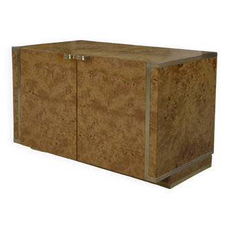 Buffet bas 2 portes Roche Bobois en loupe d'érable Jean-Claude MAHEY 1970's