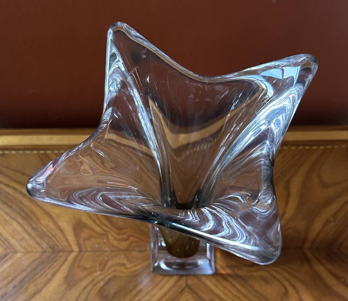 Smoky crystal designer vase, Murano Sommerso style, vintage, 1970s