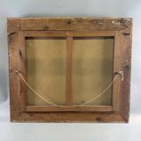 Oil on canvas marine signed G.S. Warth – Coastal village and sailing boats