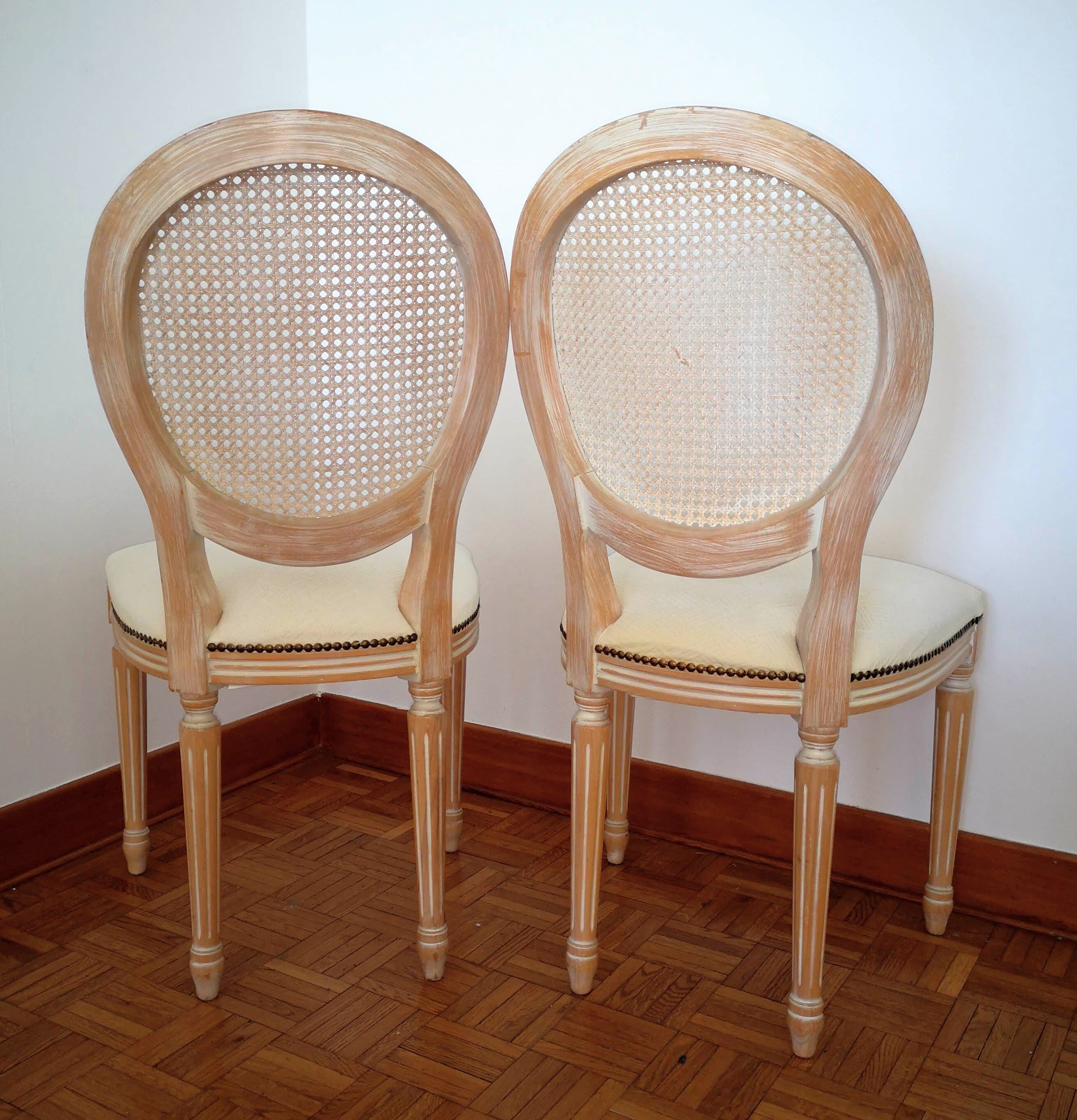 Pair of medallion chairs with ratine canning