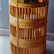 Brass and rattan umbrella stand 1970