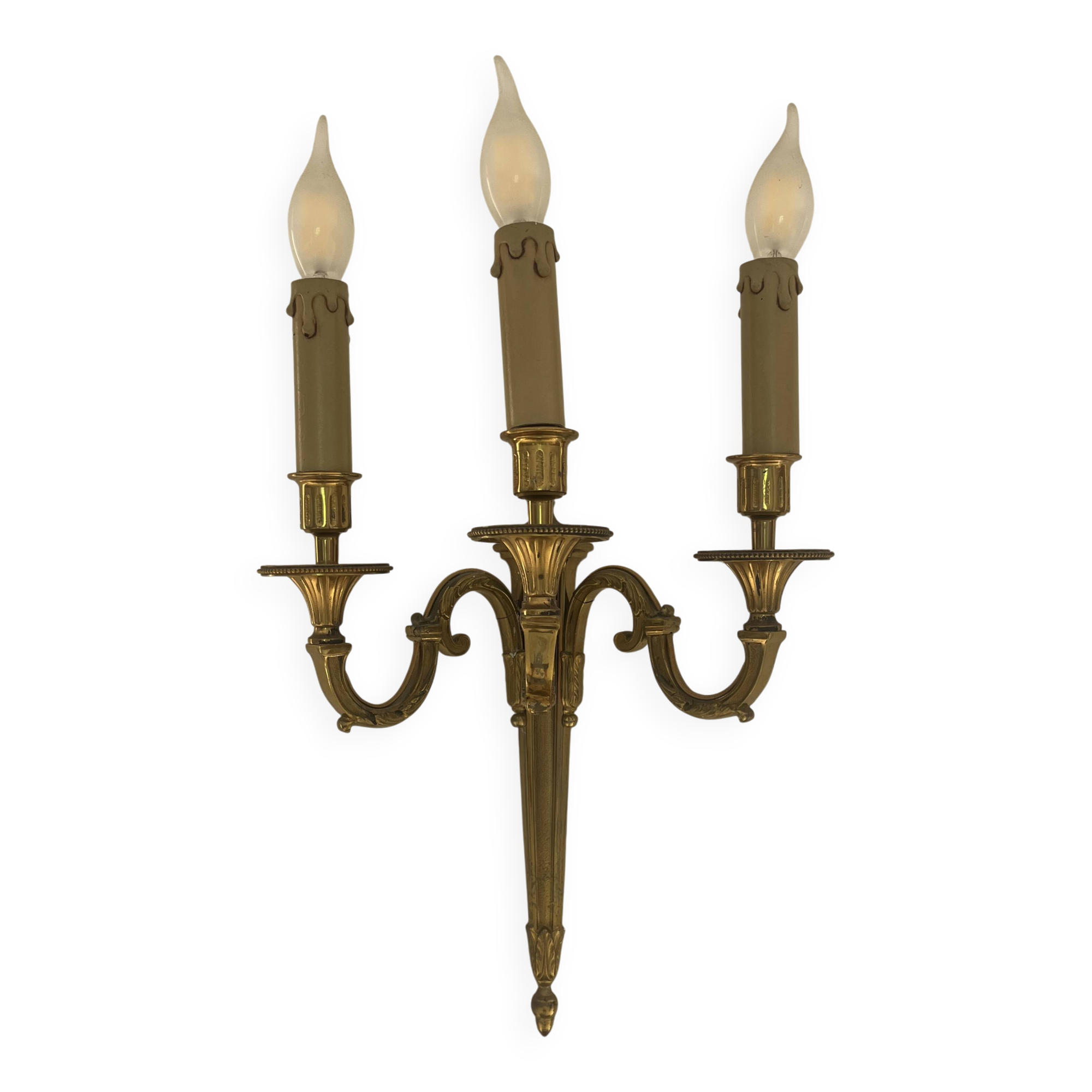 3-arm wall sconce in gilded bronze