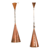 E. S. Horn Lampe à suspension en cuivre martelé à la main Danemark années 1950