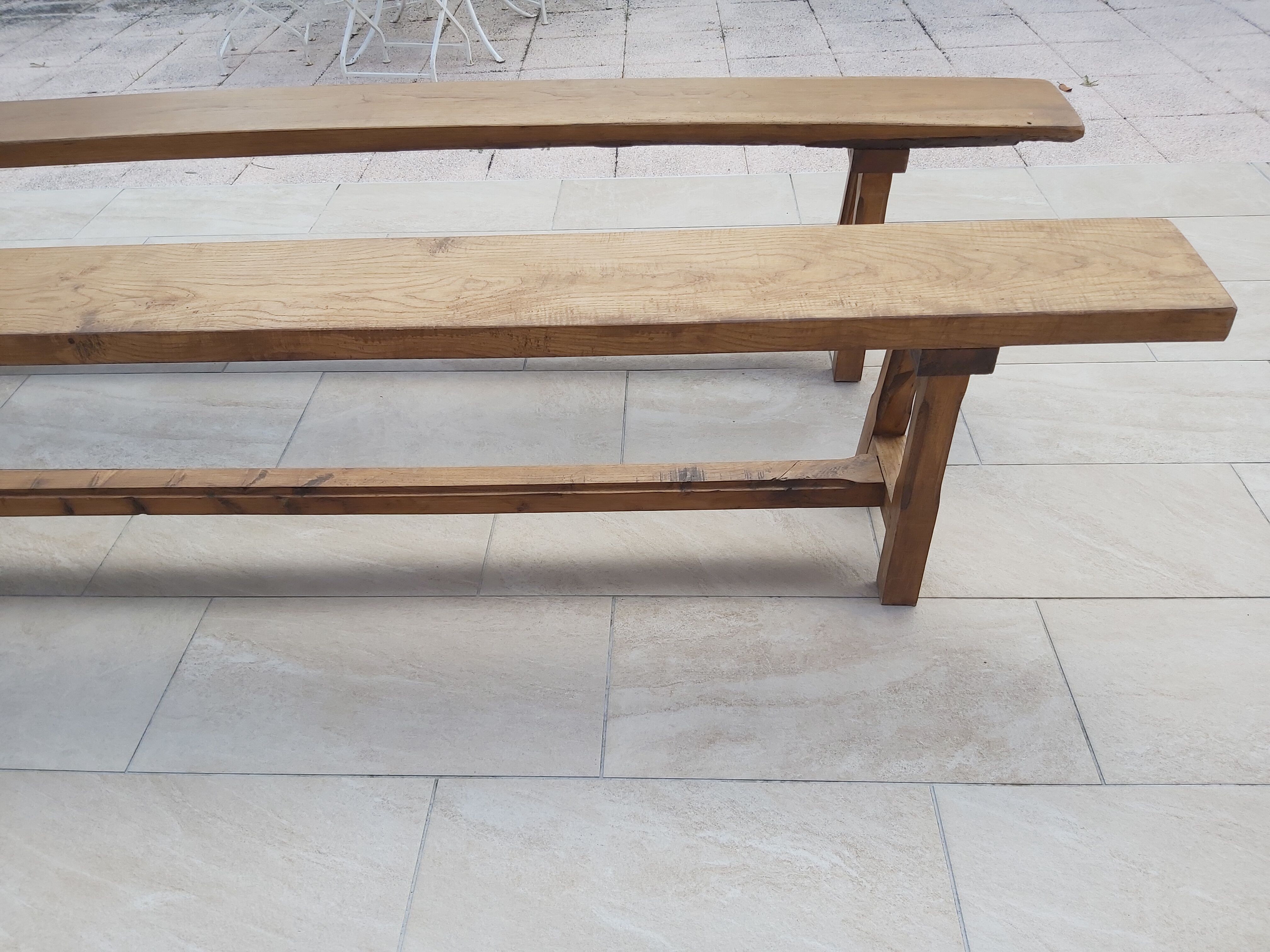 Paire de bancs de ferme 2m50