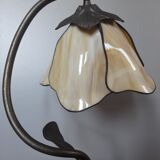 Table lamp bronze and stained glass, Tiffany style, 1991