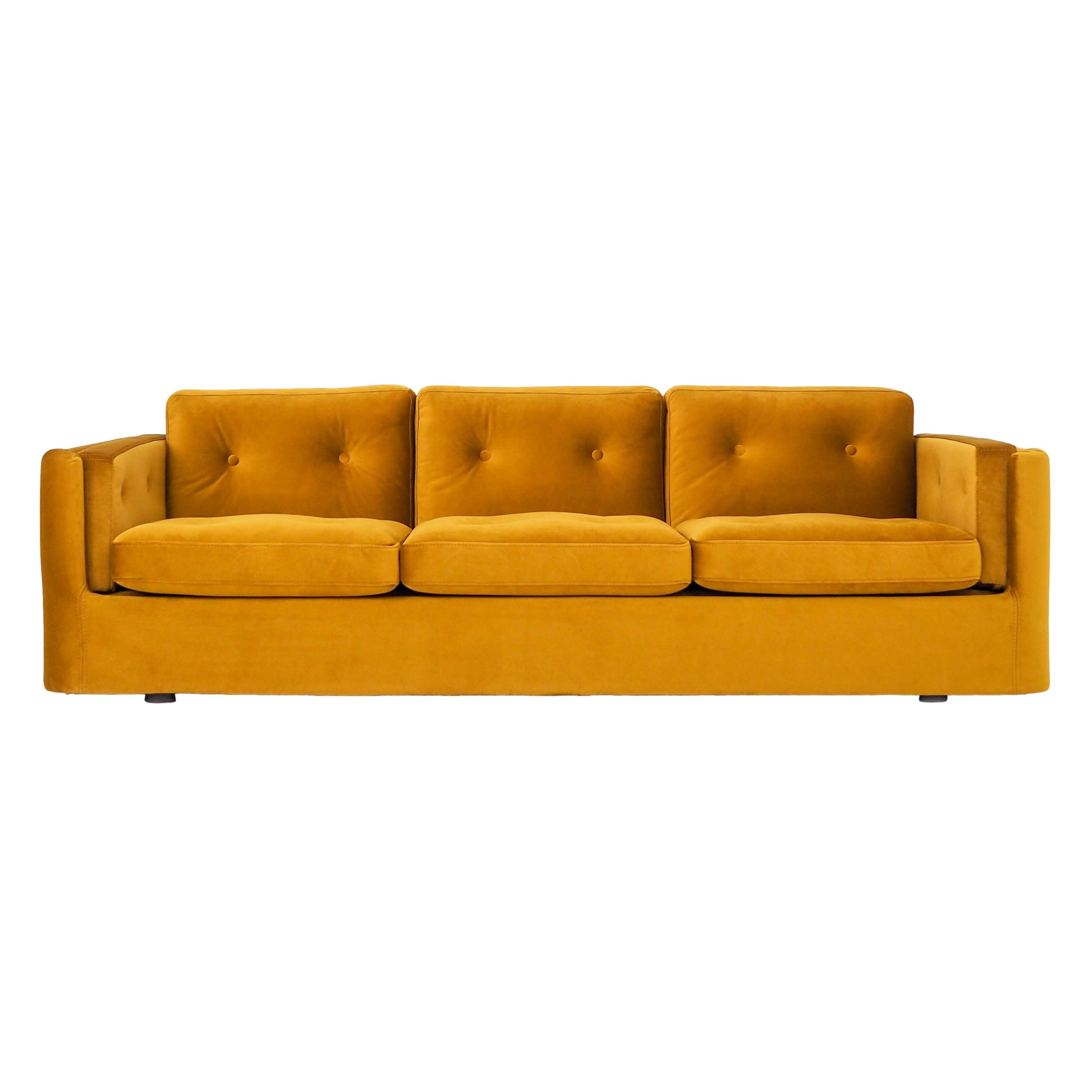 Sofa bergen mustard velour, scandinavian design