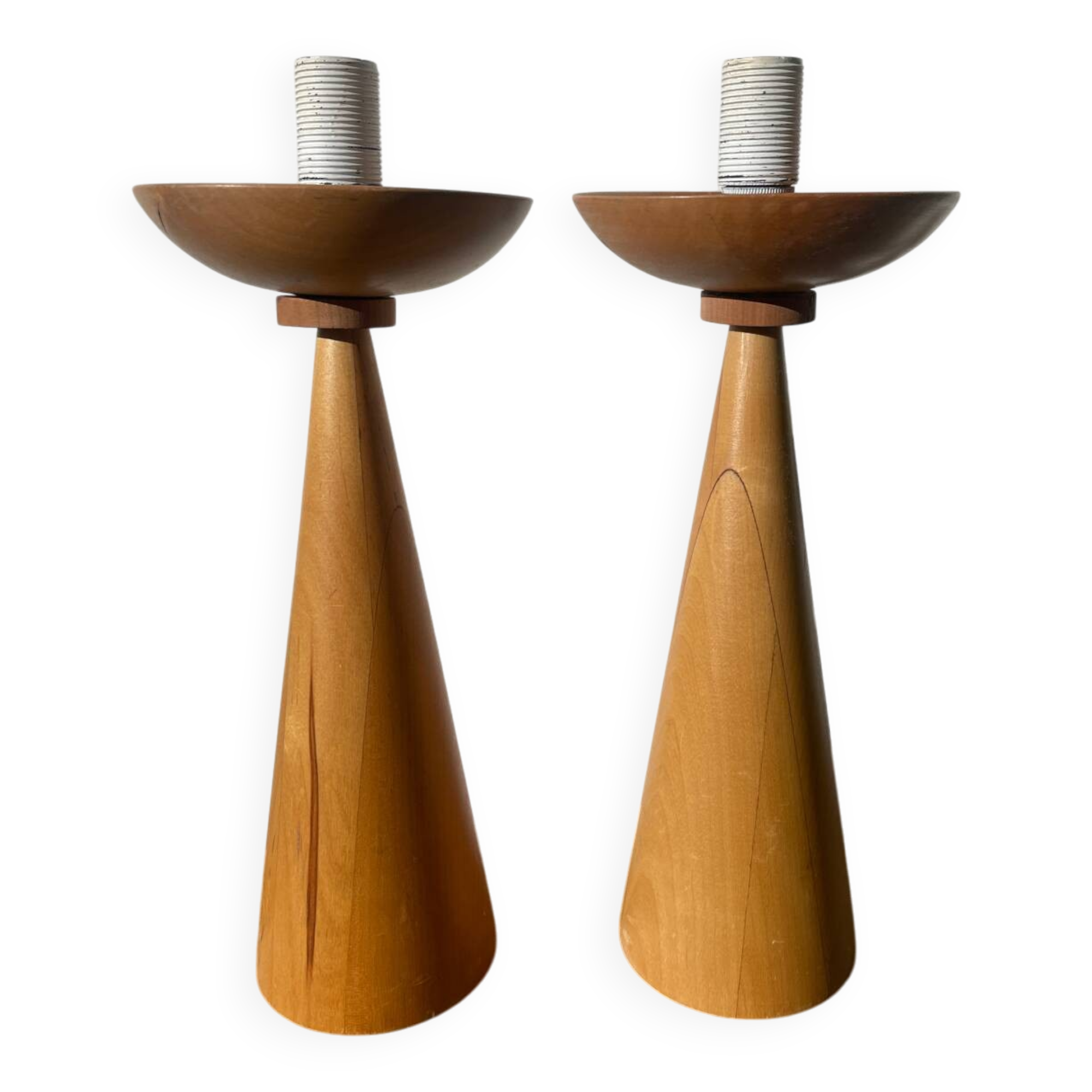 Pair of Scandinavian wooden lamps, 1980s