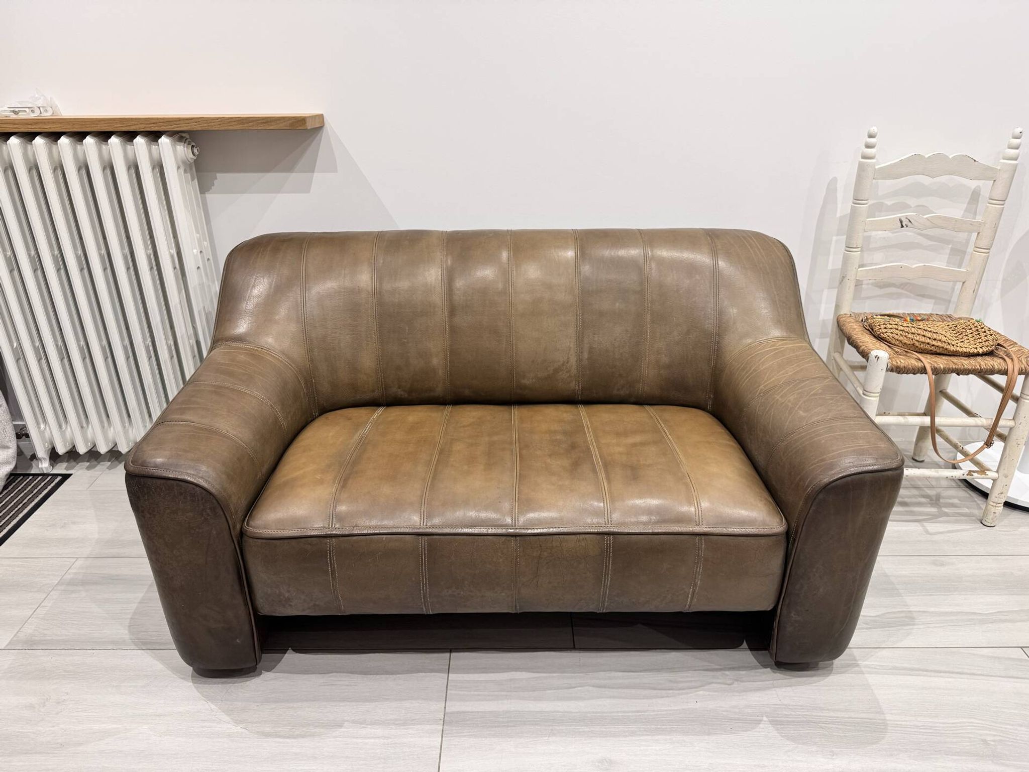 2-seater sofa De Sede DS 44 in brown buffalo leather