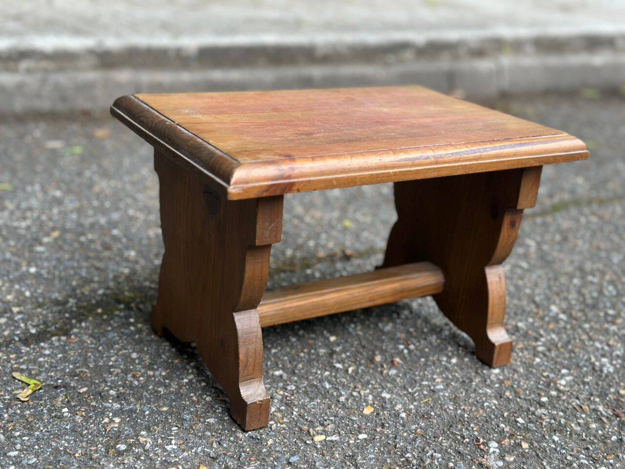 Small solid oak farmhouse footstool