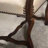 Chairs (pair) Sheep bones in walnut-tinted beech and marbled beige velvet