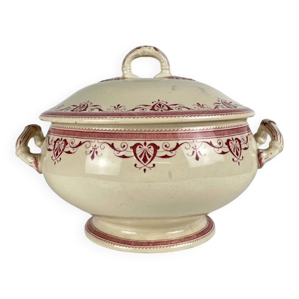 Soupière Terre de fer Creil & Montereau, modèle ''Amiral'', rouge, XIXème s.