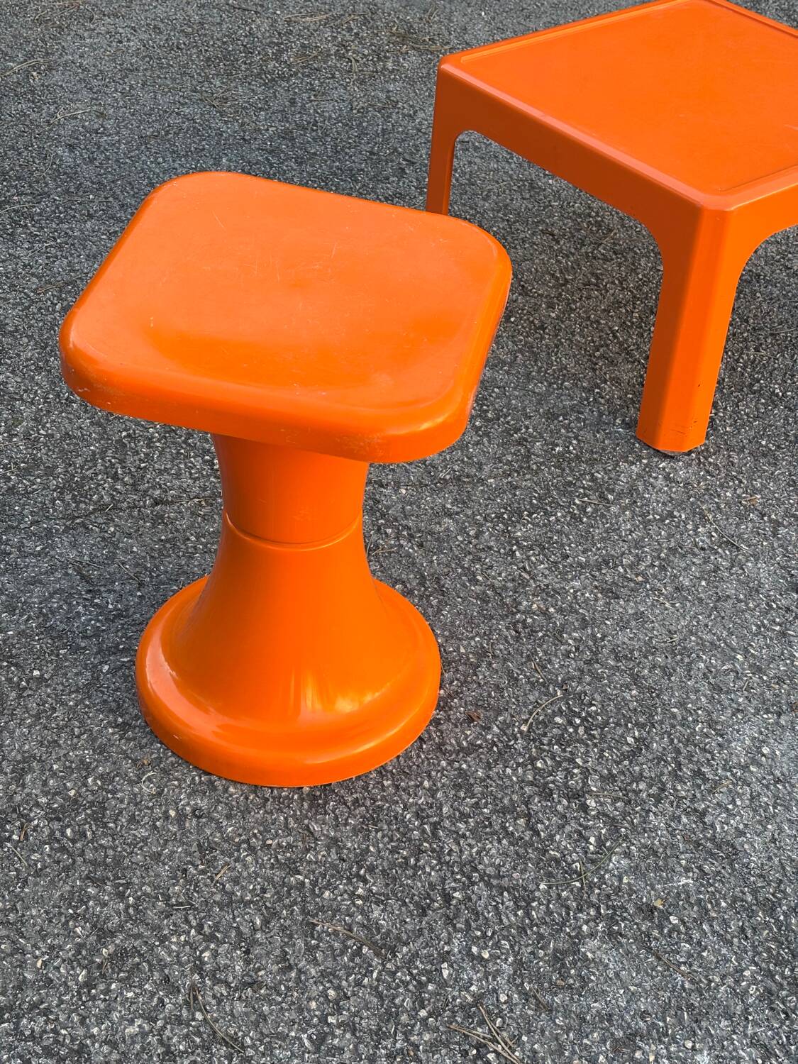 Orange plastic Tam Tam stool 1970