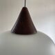 Danish teak and milk glass pendant lamp.