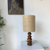 1950s turned oak wood table lamp